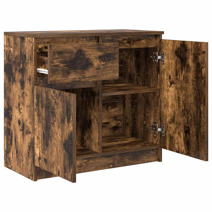 Sideboard with Drawer Smoked Oak 71x35x65 cm Engineered Wood