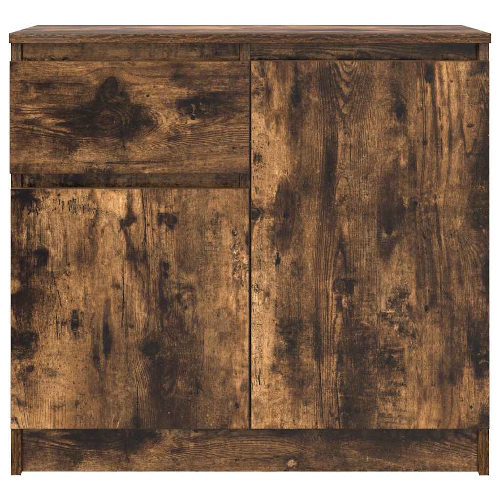 Sideboard with Drawer Smoked Oak 71x35x65 cm Engineered Wood