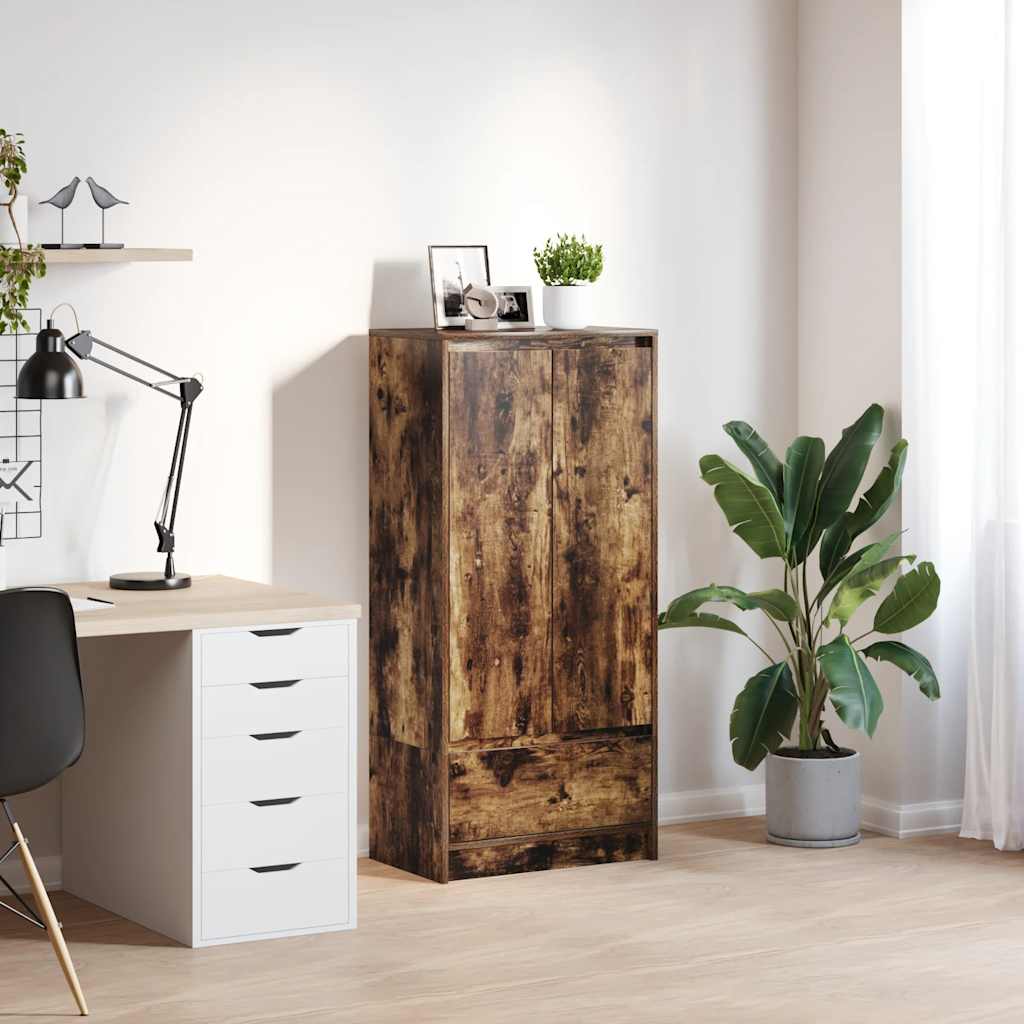 Cabinet with Drawer Smoked Oak 55.5x34x119.5 cm Engineered Wood