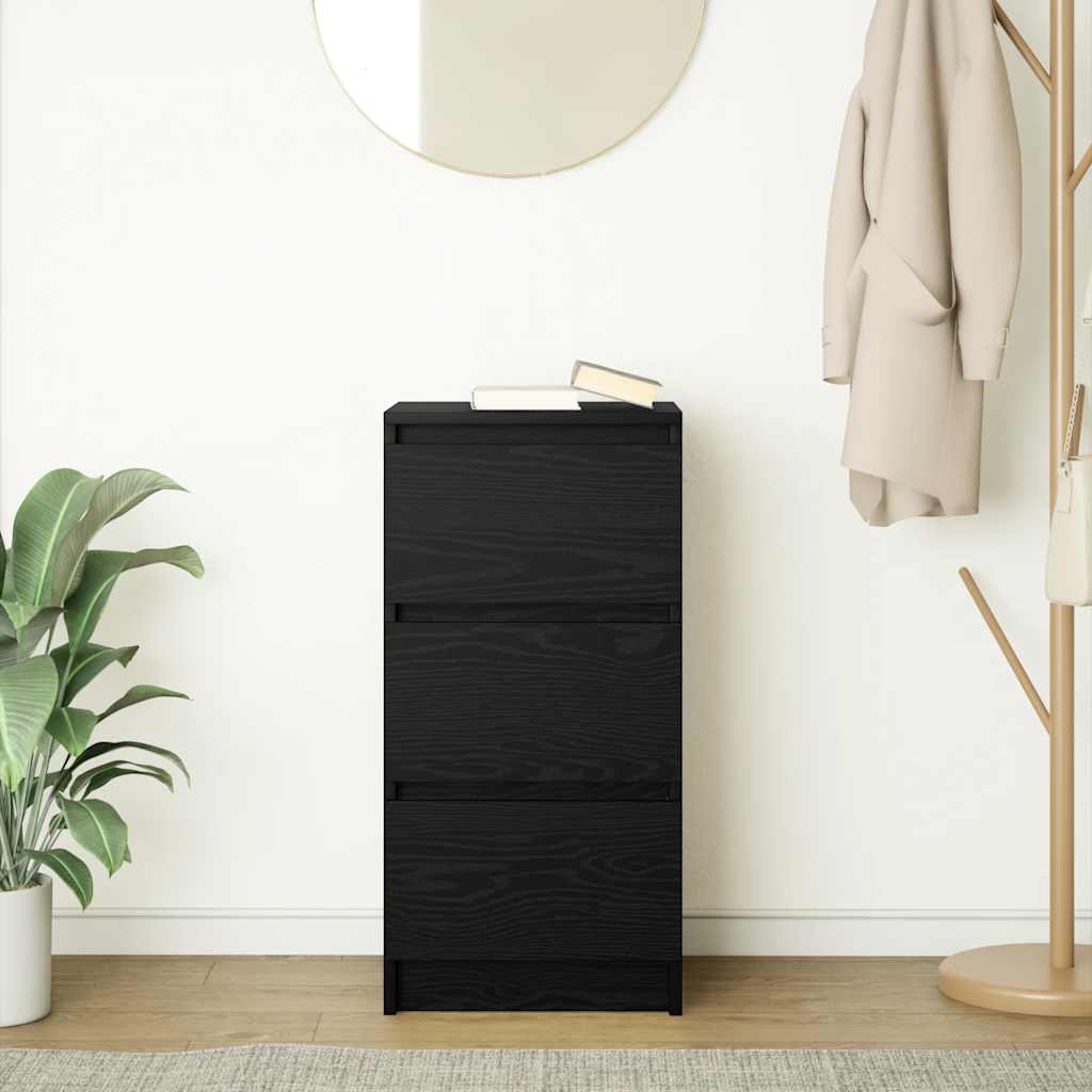 Sideboard Black Oak 37.5x35x76 cm Engineered Wood