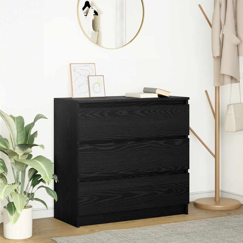 Sideboard Black Oak 80x35x76 cm Engineered Wood