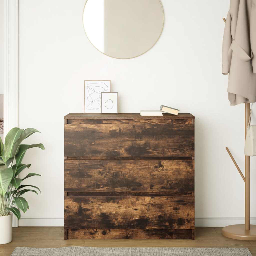 Sideboard Smoked Oak 80x35x76 cm Engineered Wood