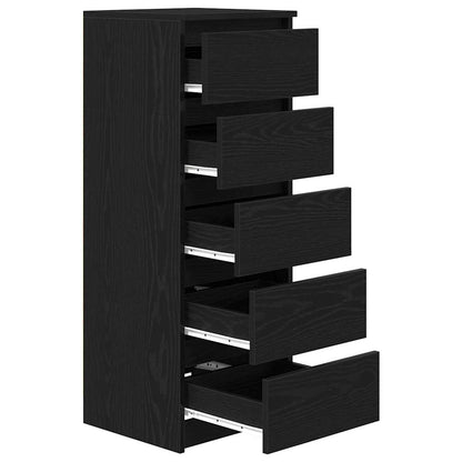 Sideboard with Drawers Black Oak 37.5x35x99 cm Engineered Wood