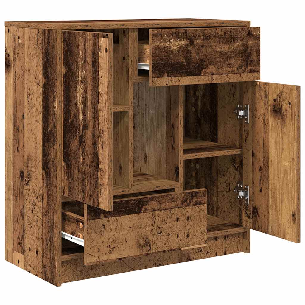 Sideboard with Drawers and Doors Old Wood 70.5x34x74.5 cm