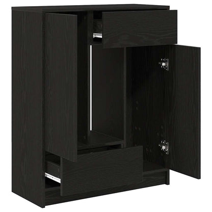 Sideboard with Drawers and Doors Black Oak 73x31x90 cm