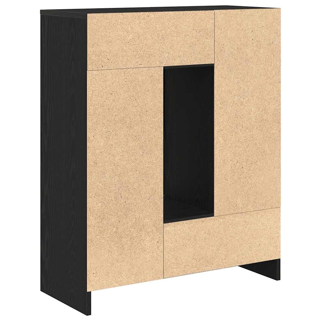 Sideboard with Drawers and Doors Black Oak 73x31x90 cm