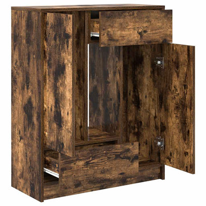 Sideboard with Drawers and Doors Smoked Oak 73x31x90 cm