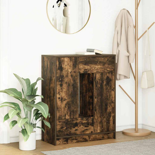 Sideboard with Drawers and Doors Smoked Oak 73x31x90 cm