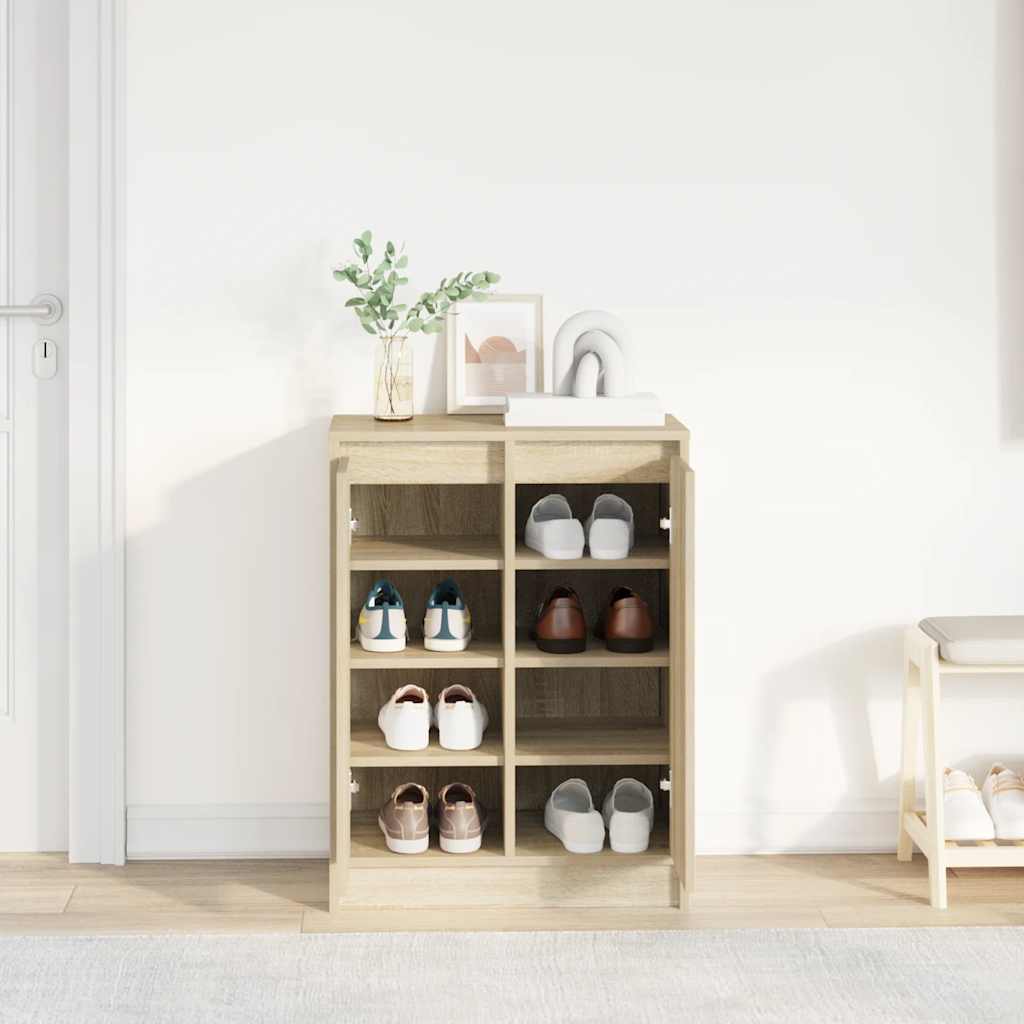 Shoe Cabinet Sonoma Oak 57x34x76 cm Engineered Wood