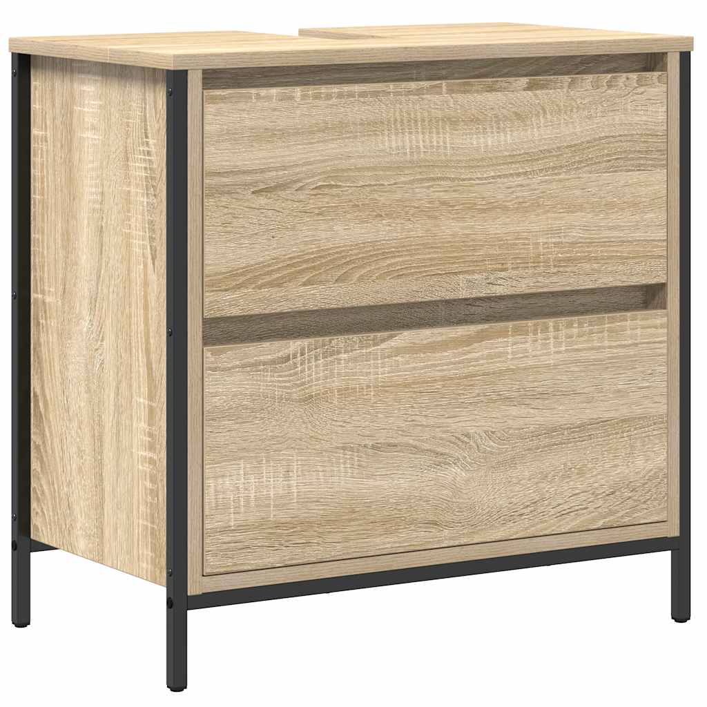 Bathroom Basin Cabinet with Drawers Sonoma Oak 60x34.5x60 cm