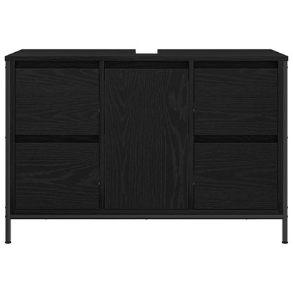 Basin Cabinet with Drawers Black Oak 90x34.5x60 cm