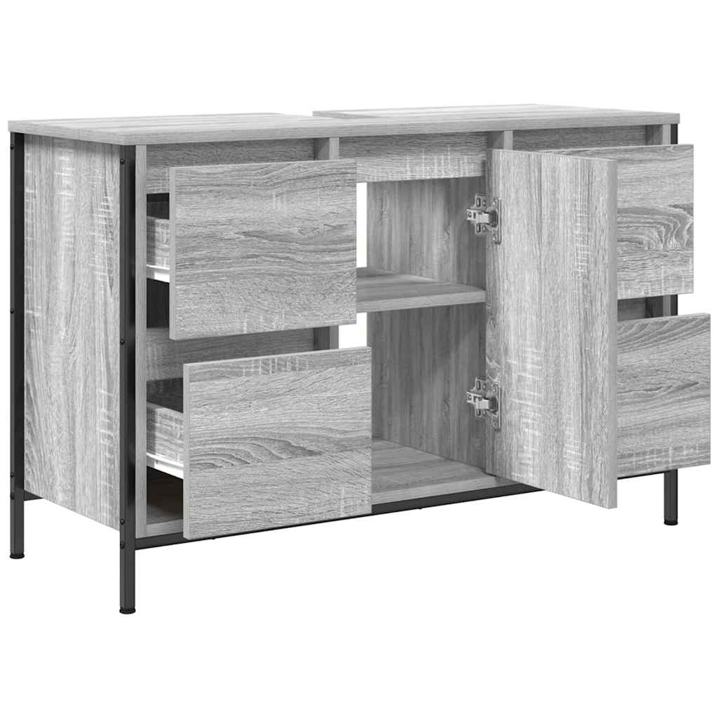 Basin Cabinet with Drawers Grey Sonoma 90x34.5x60 cm