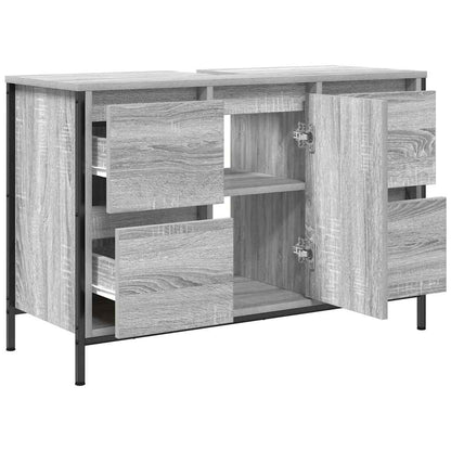 Basin Cabinet with Drawers Grey Sonoma 90x34.5x60 cm