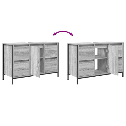 Basin Cabinet with Drawers Grey Sonoma 90x34.5x60 cm