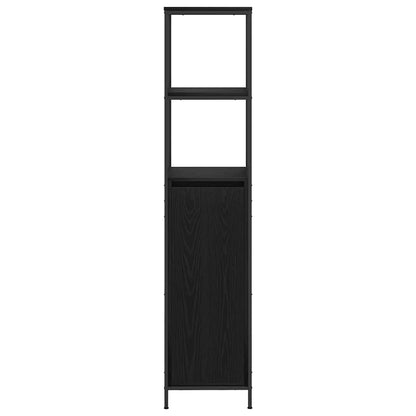 Bathroom Cabinet with Shelves Black Oak 36x35x165 cm