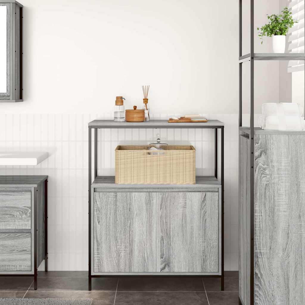 Bathroom Cabinet with Shelves Grey Sonoma 76.5x35x95 cm