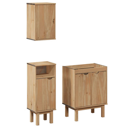 3 Piece Bathroom Furniture Set OTTA Solid Wood Pine