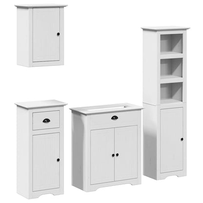 4 Piece Bathroom Furniture Set BODO White Solid Wood Pine