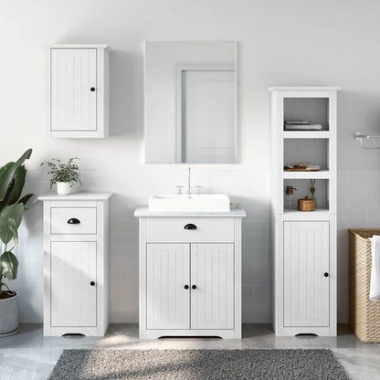 4 Piece Bathroom Furniture Set BODO White Solid Wood Pine