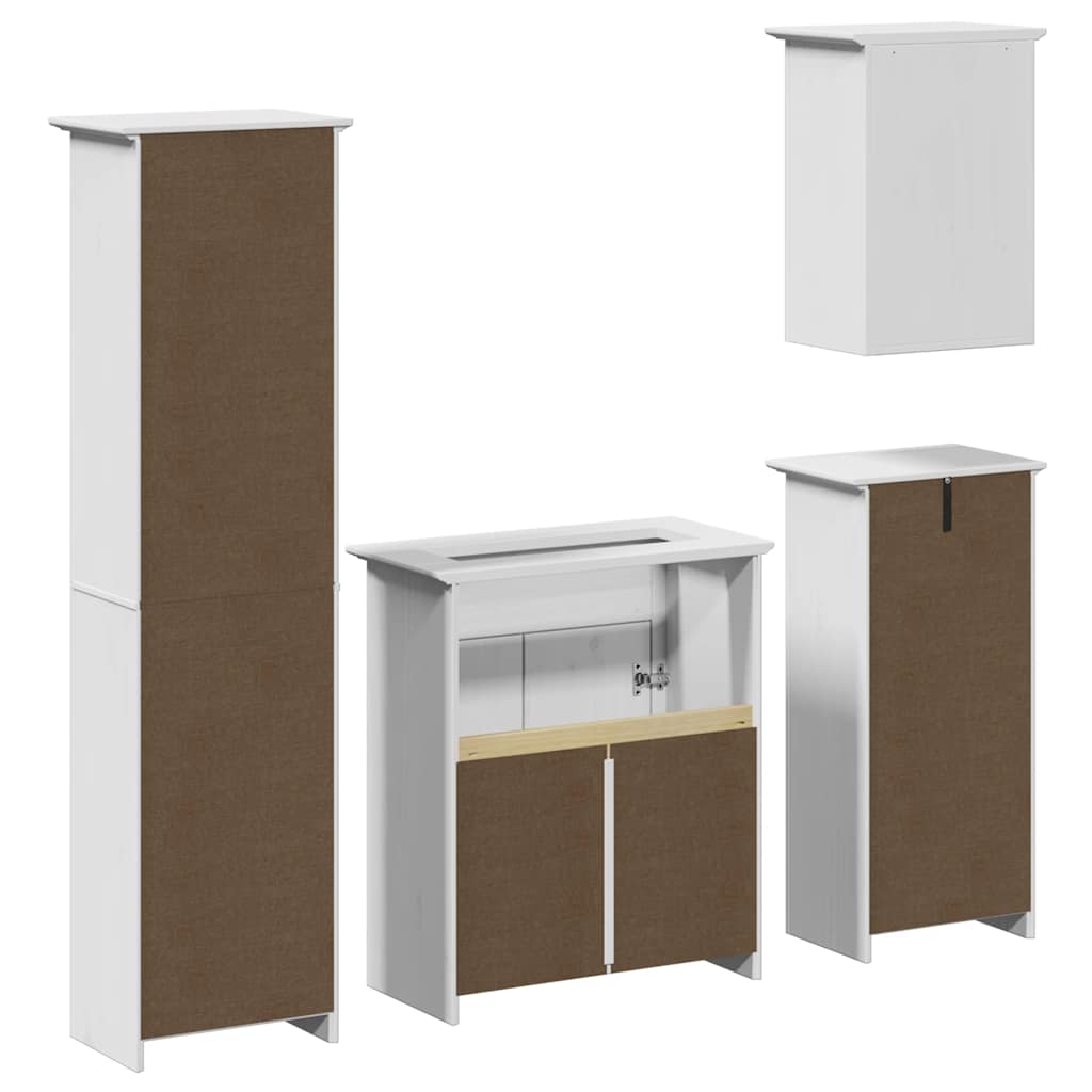 4 Piece Bathroom Furniture Set BODO White Solid Wood Pine