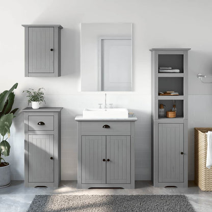 4 Piece Bathroom Furniture Set BODO Grey Solid Wood Pine