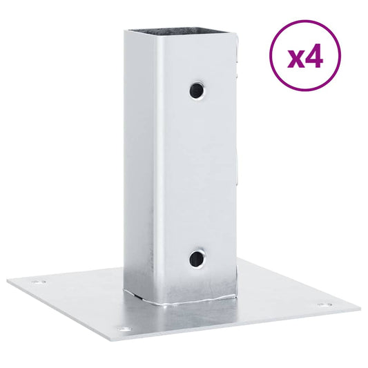 Post Bases Square 4 pcs Silver 46x46 mm Galvanised Steel
