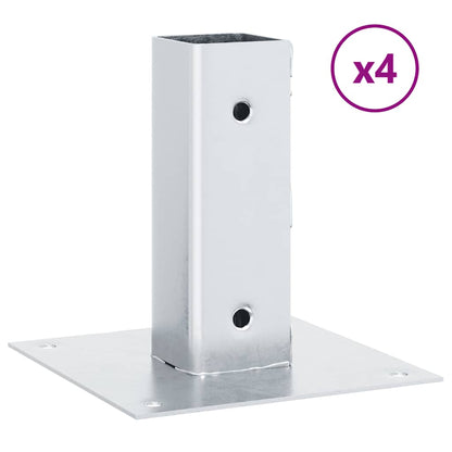 Post Bases Square 4 pcs Silver 51x51 mm Galvanised Steel