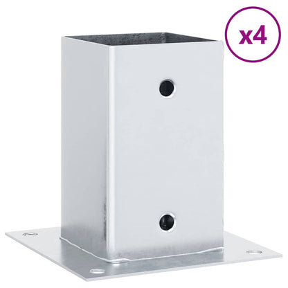 Post Bases Square 4 pcs Silver 91x91 mm Galvanised Steel