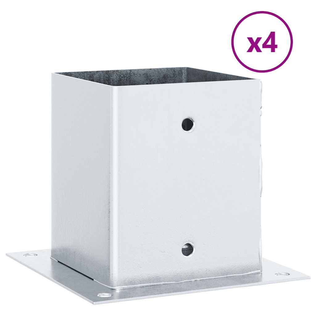 Post Bases Square 4 pcs Silver 101x101 mm Galvanised Steel