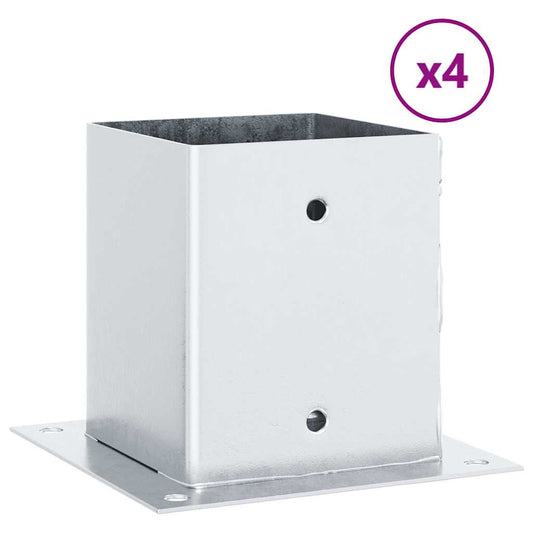 Post Bases Square 4 pcs Silver 101x101 mm Galvanised Steel