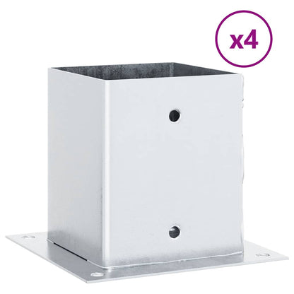 Post Bases Square 4 pcs Silver 121x121 mm Galvanised Steel