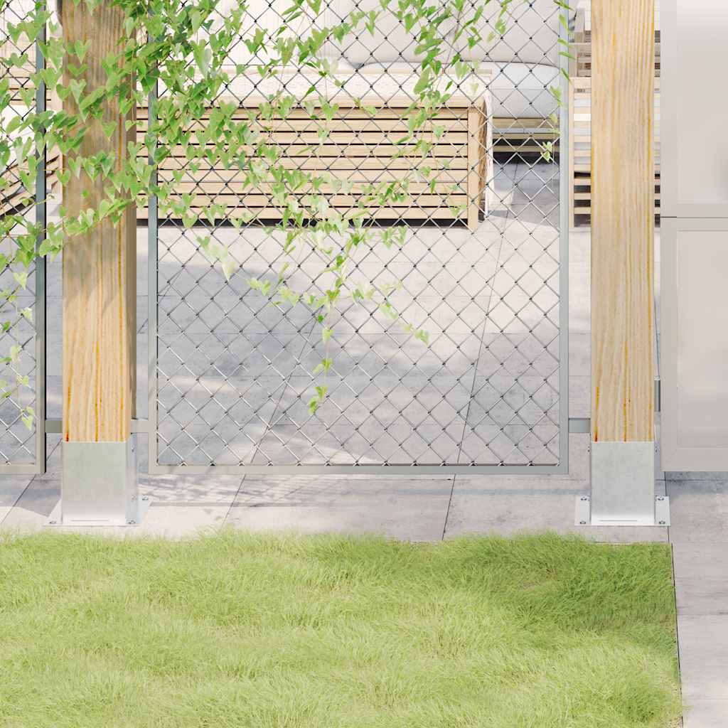 Post Bases Square 4 pcs Silver 121x121 mm Galvanised Steel