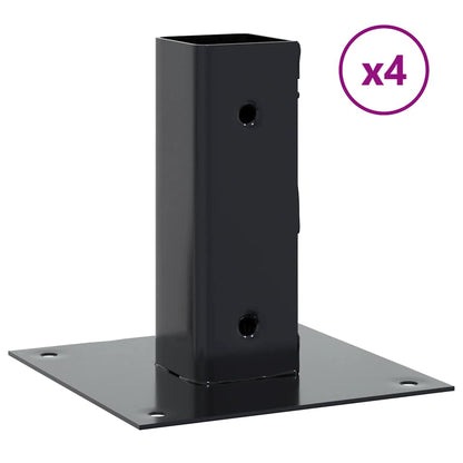 vidaXL Post Bases Square 4 pcs Anthracite 1.81x1.81" Powder-coated Steel