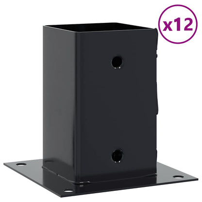 Post Bases Square 12 pcs Anthracite 81x81 mm Powder-coated Steel