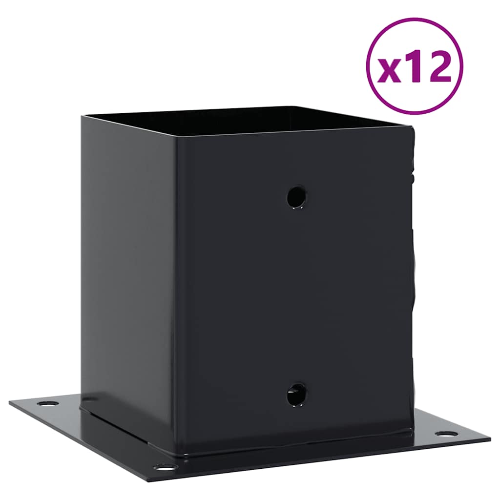 vidaXL Post Bases Square 12 pcs Anthracite 3.98x3.98" Powder-coated Steel