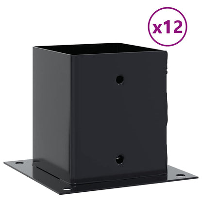 vidaXL Post Bases Square 12 pcs Anthracite 3.98x3.98" Powder-coated Steel