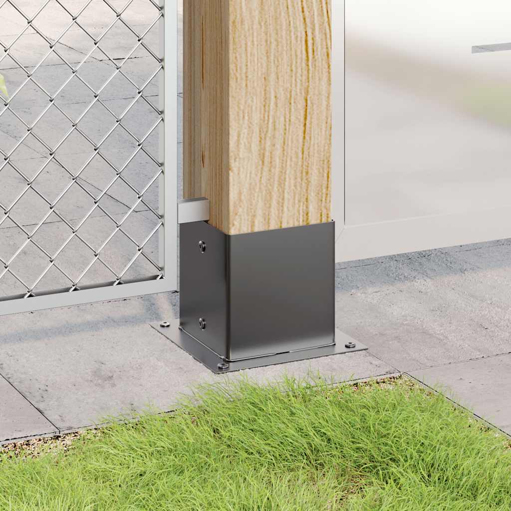 vidaXL Post Bases Square 12 pcs Anthracite 5.55x5.55" Powder-coated Steel