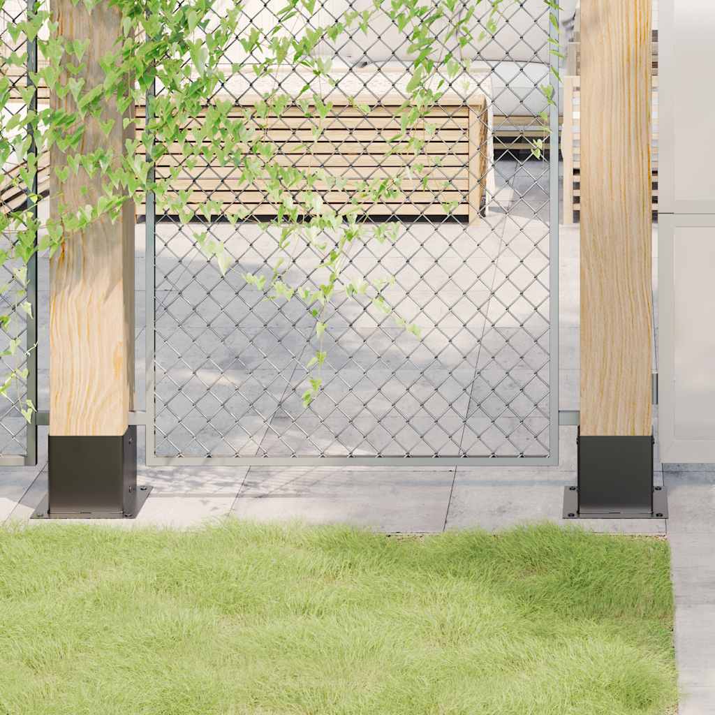 vidaXL Post Bases Square 12 pcs Anthracite 5.55x5.55" Powder-coated Steel