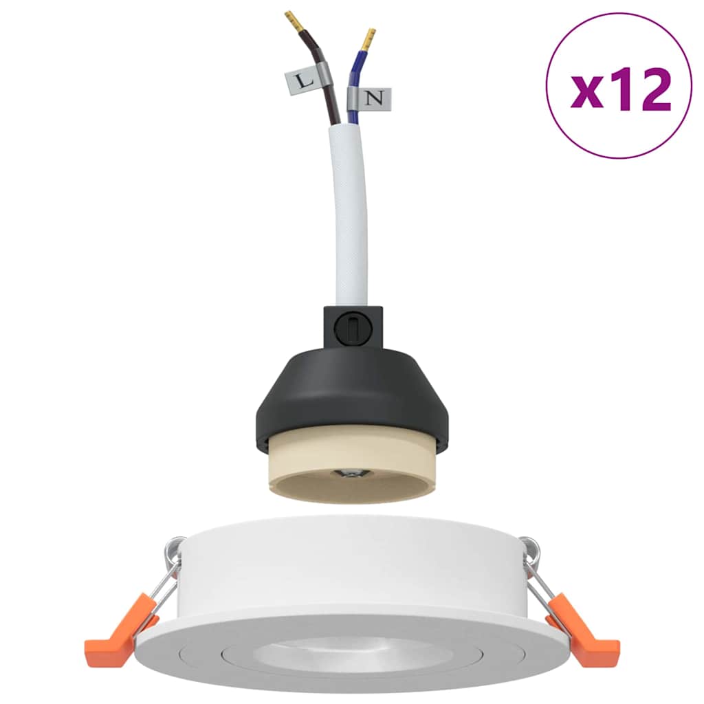 Spotlight 12 pcs White 9 x 9 x 2 cm Aluminium