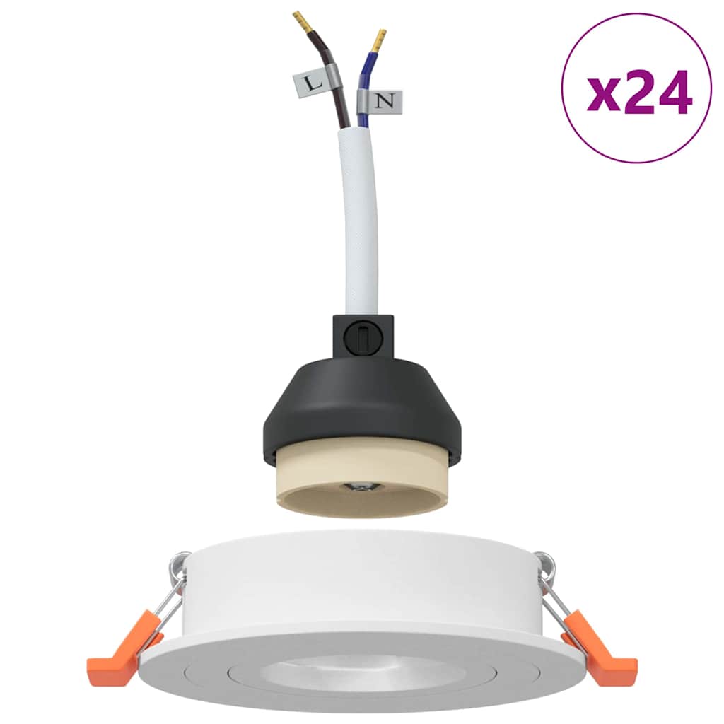 Spotlight 24 pcs White 9 x 9 x 2 cm Aluminium