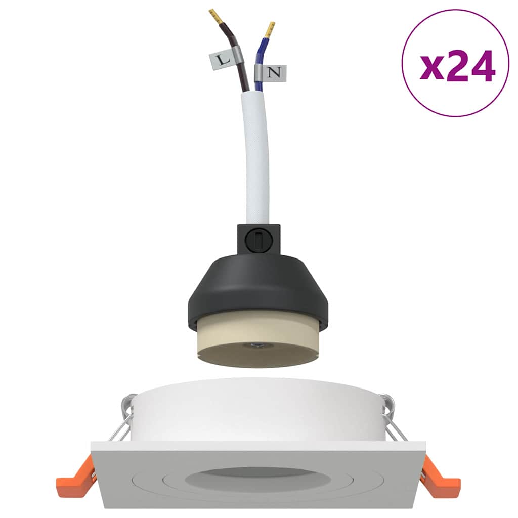 Spotlight 24 pcs White 9 x 9 x 2 cm Aluminium