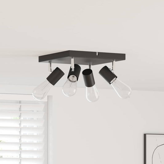 Ceiling Spotlight with Spotlights Black 26 x 26 x 11.5 cm Metal