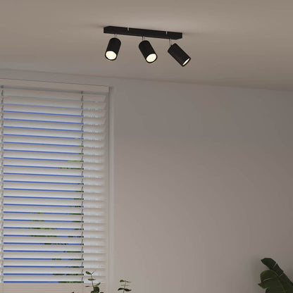 Ceiling Spotlight with Spotlights Black 38 x 6 x 16 cm Metal