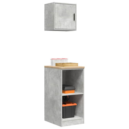 Garage Cabinets 2 pcs Concrete Grey Engineered Wood