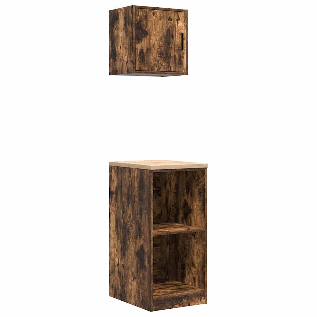 Garage Cabinets 2 pcs Smoked Oak Engineered Wood