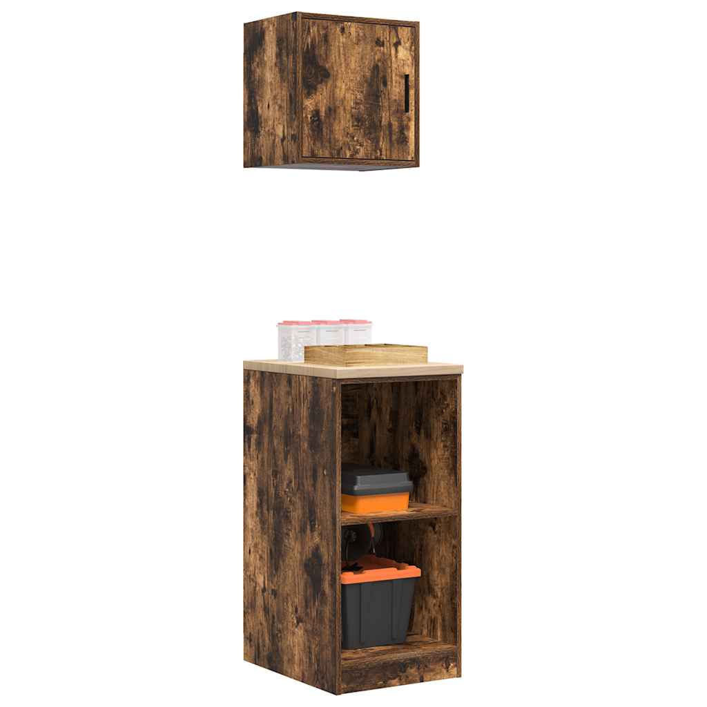 Garage Cabinets 2 pcs Smoked Oak Engineered Wood
