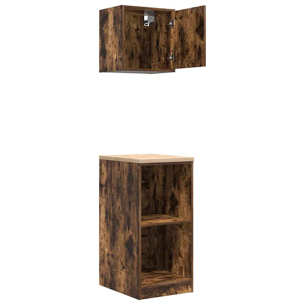 Garage Cabinets 2 pcs Smoked Oak Engineered Wood