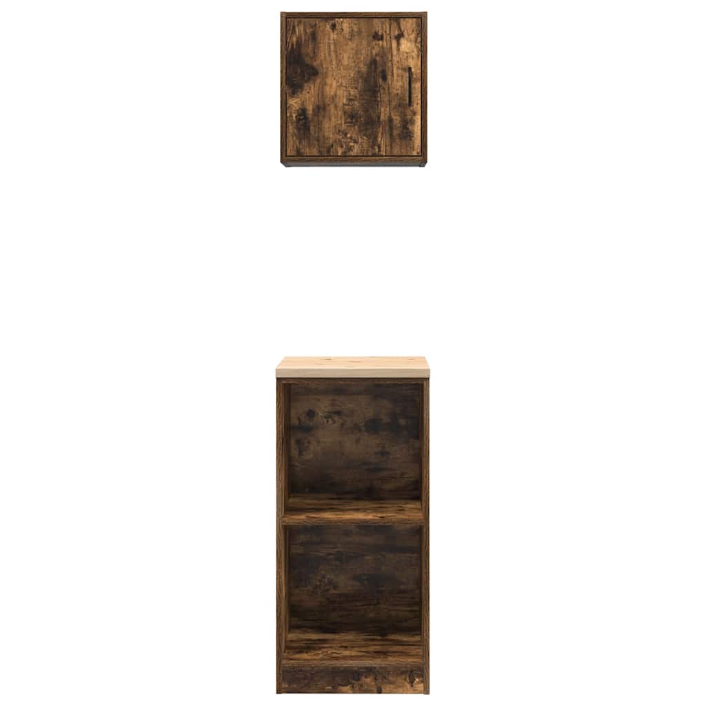 Garage Cabinets 2 pcs Smoked Oak Engineered Wood