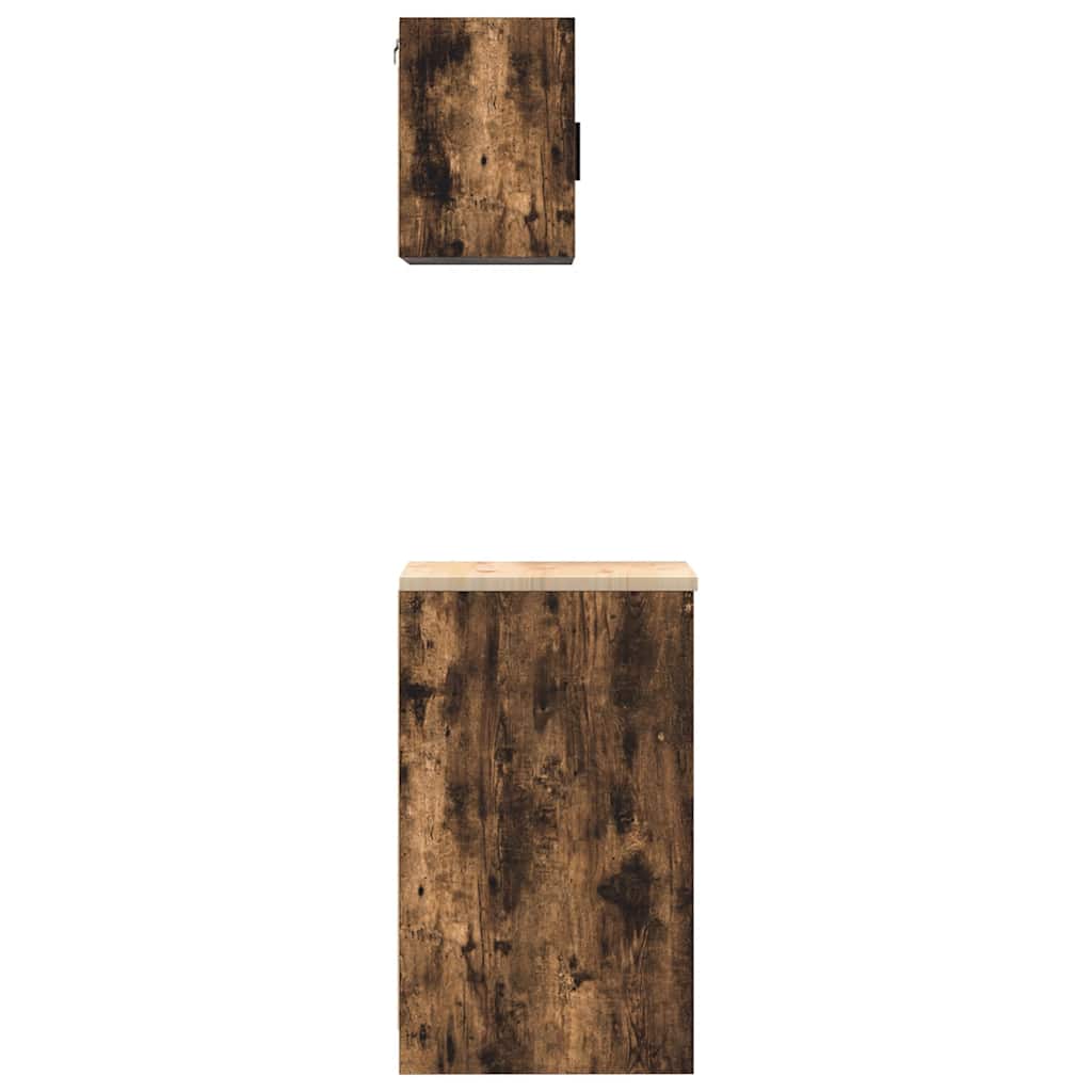 Garage Cabinets 2 pcs Smoked Oak Engineered Wood