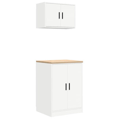 Garage Cabinets 2 pcs White Engineered Wood